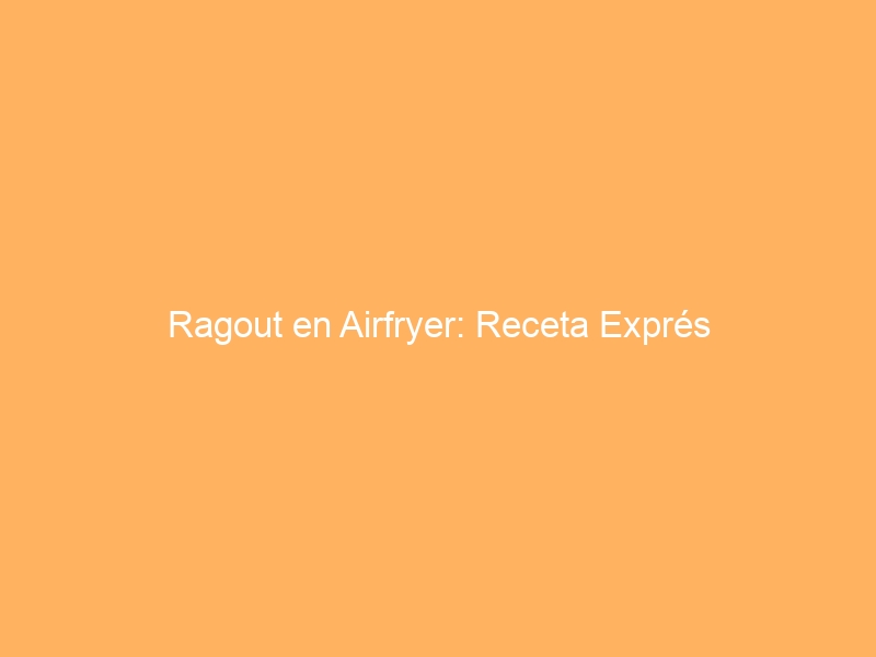 Ragout en Airfryer: Receta Exprés