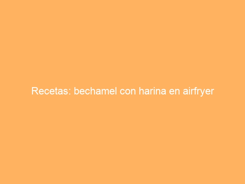 Recetas: bechamel con harina en airfryer