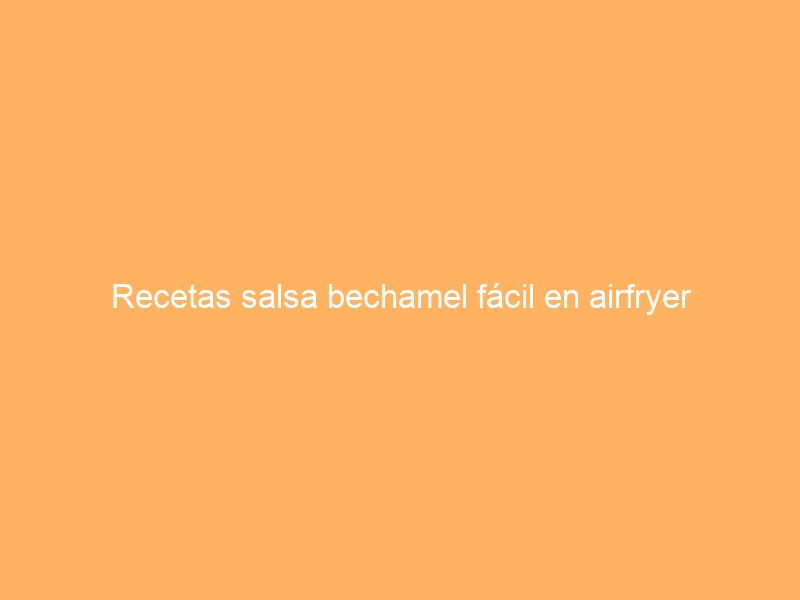 Recetas salsa bechamel fácil en airfryer