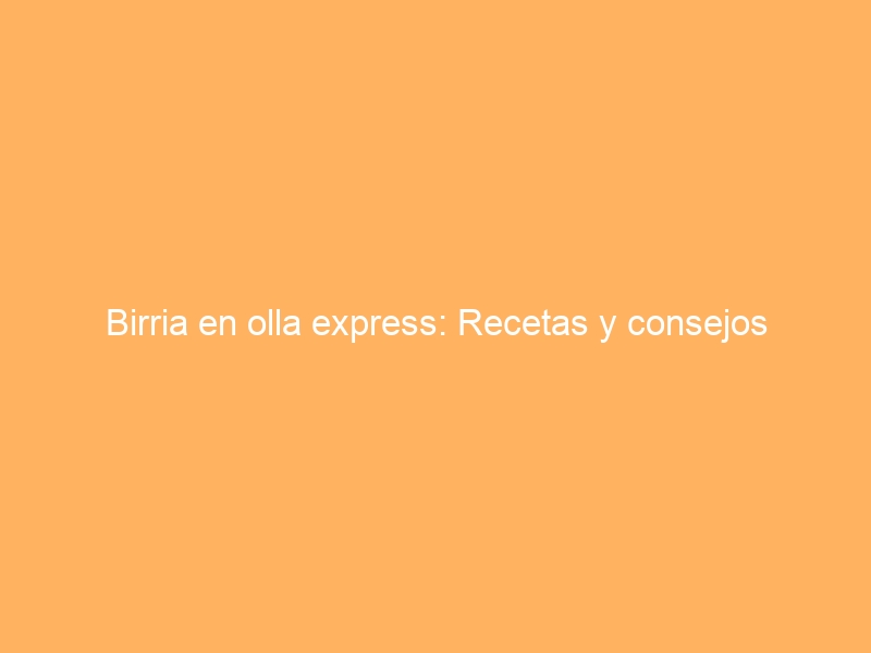 Birria en olla express: Recetas y consejos