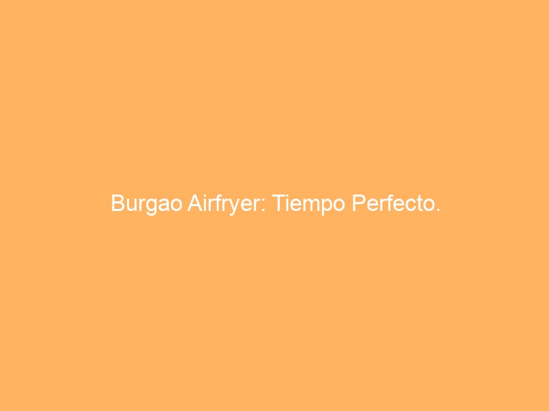 Burgao Airfryer: Tiempo Perfecto.