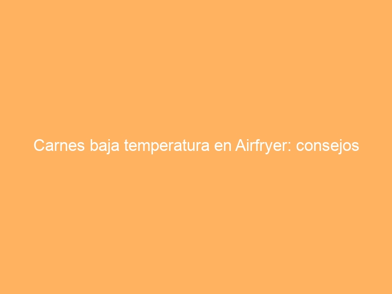 Carnes baja temperatura en Airfryer: consejos