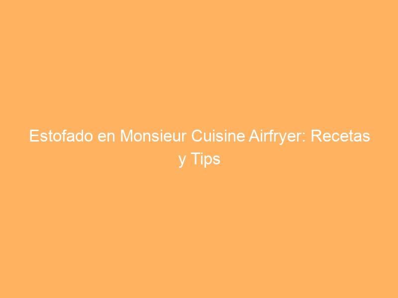 Estofado en Monsieur Cuisine Airfryer: Recetas y Tips