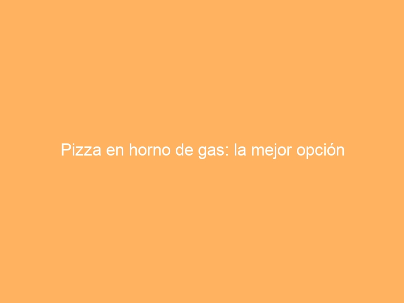 Pizza en horno de gas: la mejor opción