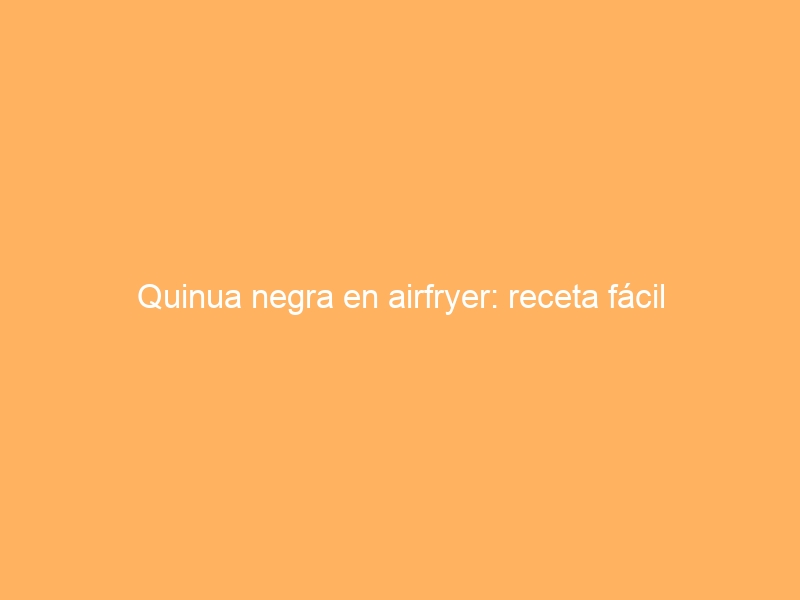 Quinua negra en airfryer: receta fácil