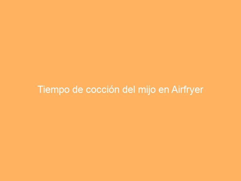 Tiempo de cocción del mijo en Airfryer