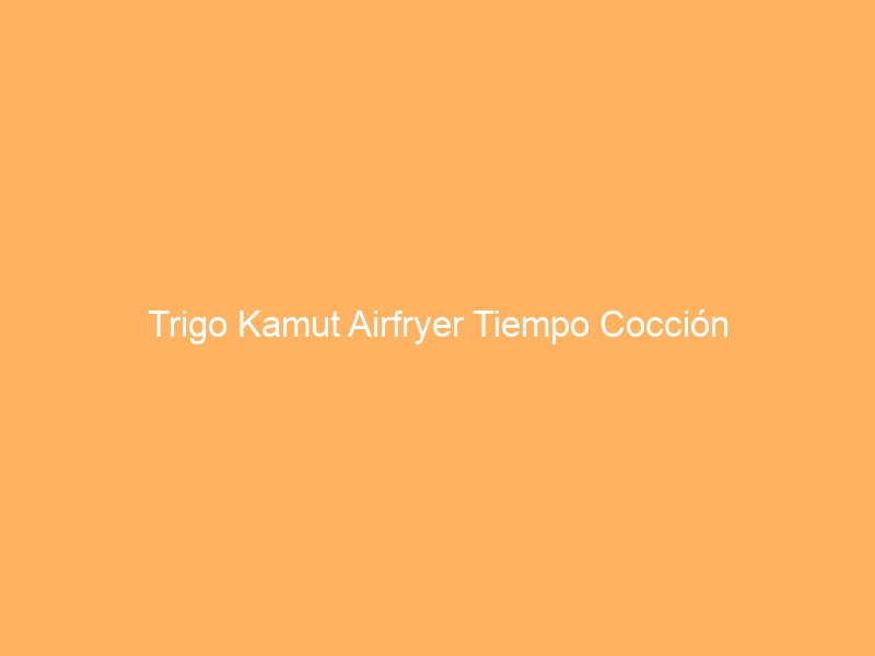 Trigo Kamut Airfryer Tiempo Cocción