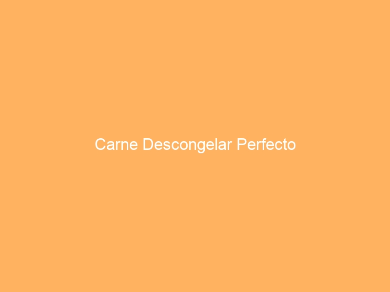 Carne Descongelar Perfecto